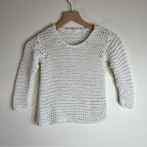 Mikoh White Crew Neck Sweater with Textured Knit Size XS